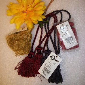 3 Assorted CONSO 30" Chair Ties/1 Gold Tassel NWT